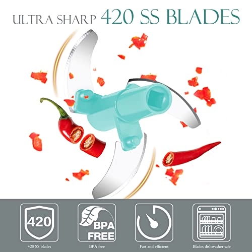 Manual Food Processor - 16.9 Fluid Ounces three blades