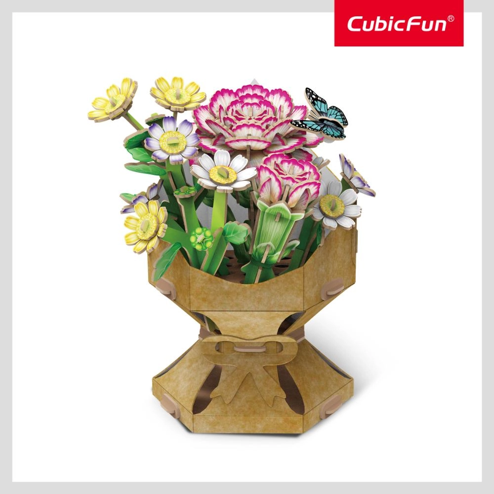 Carnation Flower Bouquet 3D Puzzle (527-W3300H) - 134 pcs