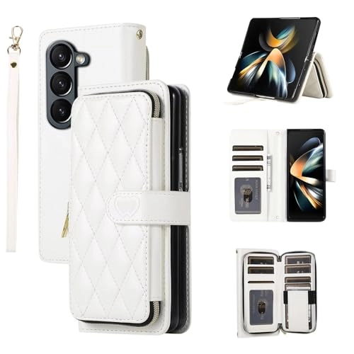 Case for Samsung Galaxy Z Fold 5 - Faux Leather Zipper Purse Wallet Phone Cover