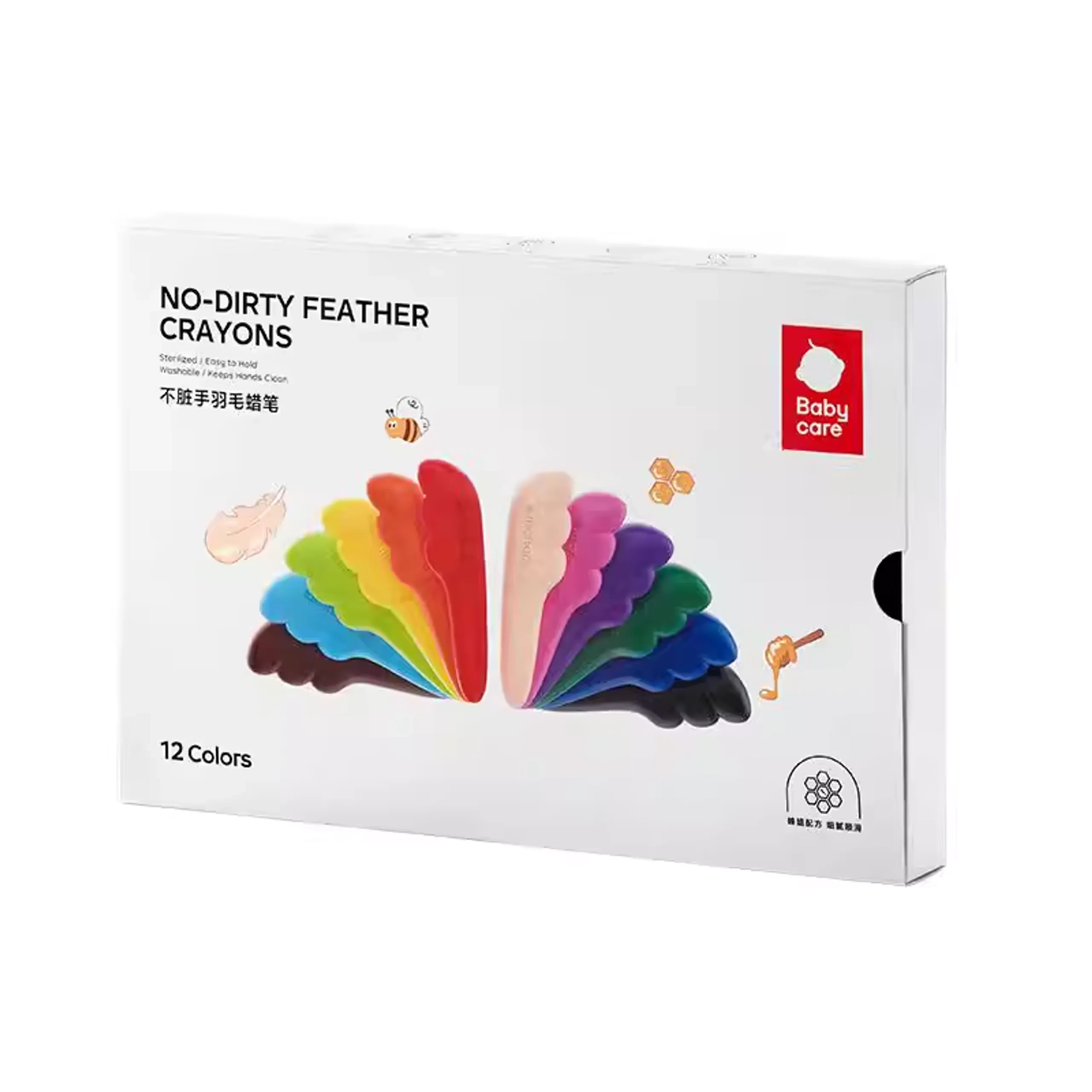 Babycare No Dirty Feather Crayons - 12 Pcs