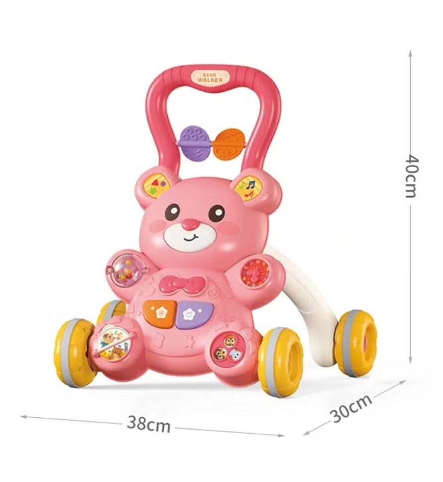 Bear Push Toy - Music Lights Adjustable Speed