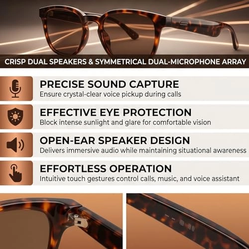 Smart Audio Glasses - BT 5.4 Dual Mics Open Ear