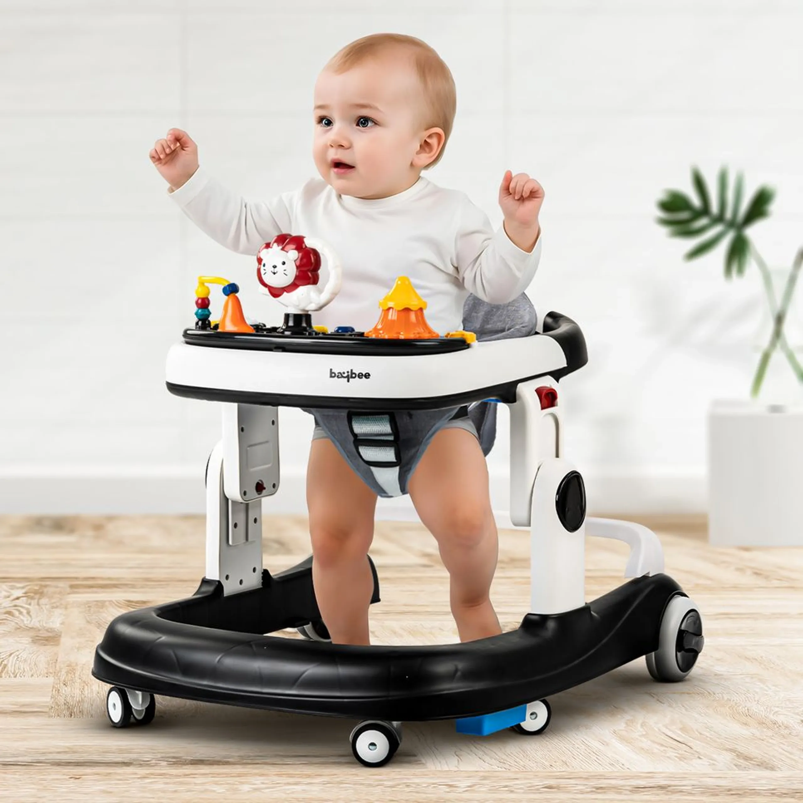 2-In-1 Push Baby Walker - Green 3-Height Adjustable