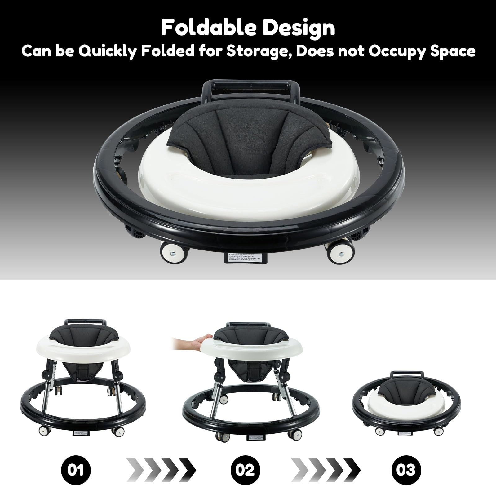 Baby Walker - Foldable 5-Position Height Adjustable