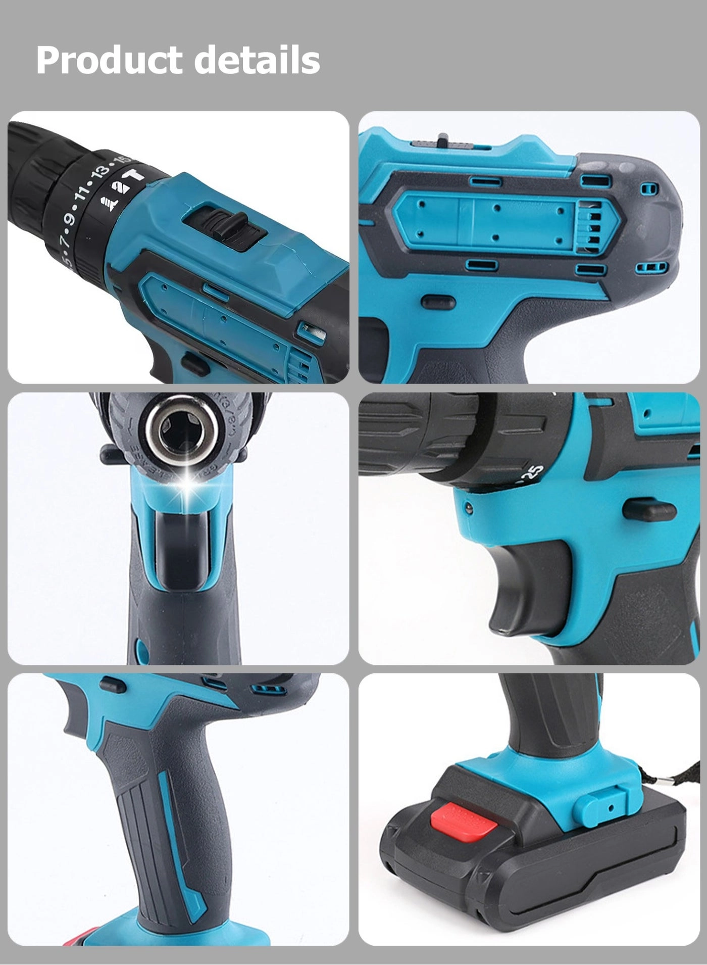 Cordless Electric Drill - 2 Batteries Built-in LED