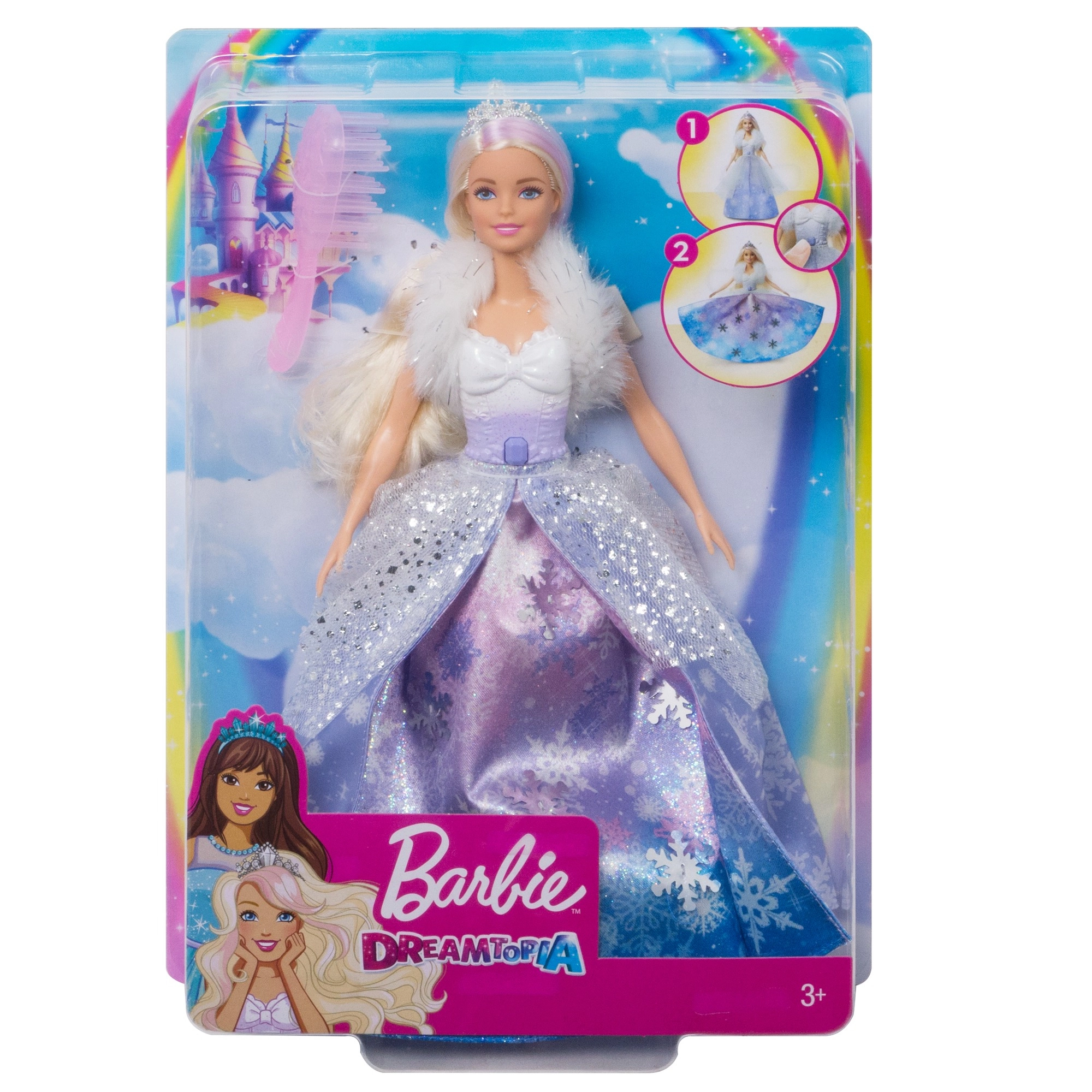 Barbie Dreamtopia Dress-Up Doll - 2-in-1 transformation 8 pieces Ages 36 month(s)+