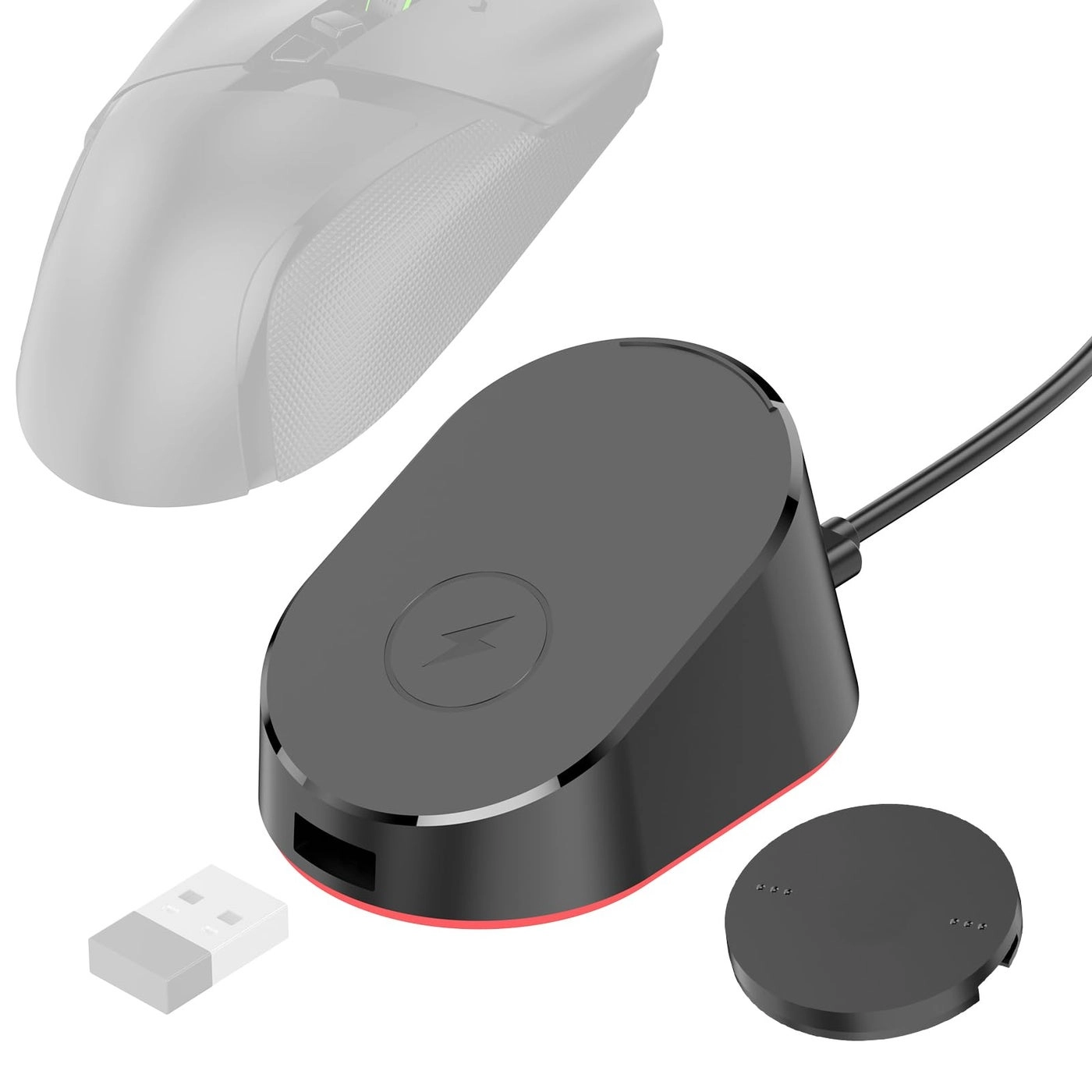 Soarking Compact Magnetic Computer Mouse Charging Dock R3 - Auto Shut-Off LED Charge Status Anti-Slip Base