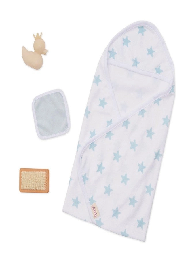Lullababy Baby Doll Accessories - 14" Hooded Bath Towel Pink Ducky