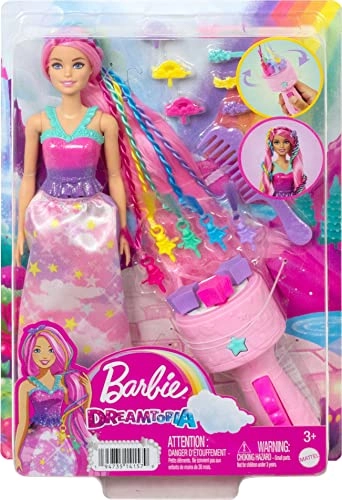 Barbie Dreamtopia Fantasy Braid Twist N Style Rainbow Hair Doll Playset - Twisting Tool Styling Accessories Ages 3+