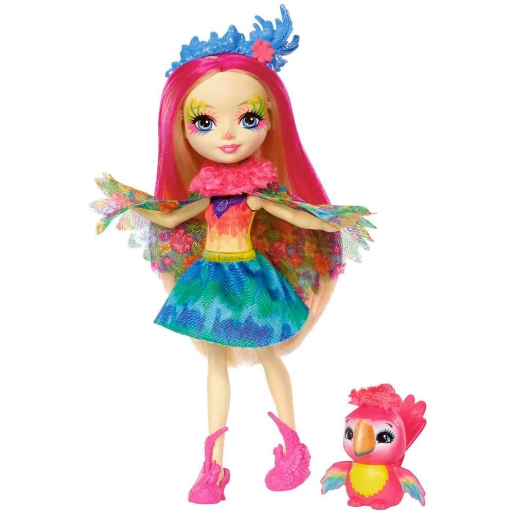 Peeki Parrot Doll - 6-inch + Sheeny Animal Figure - parrot friend