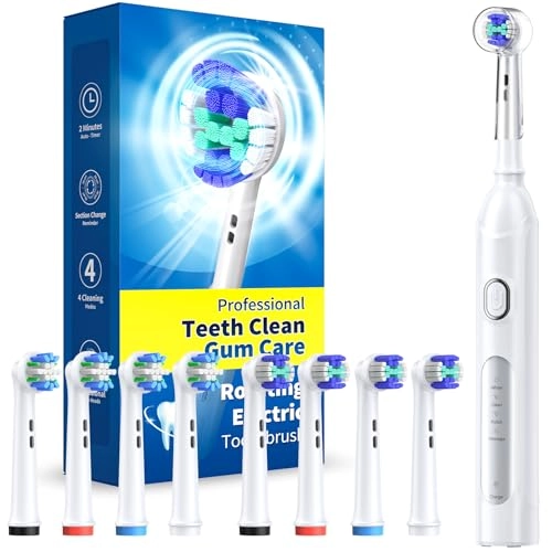 Rotating Electric Toothbrush - 8 Brush Heads 4 Modes 25-Day Battery Life