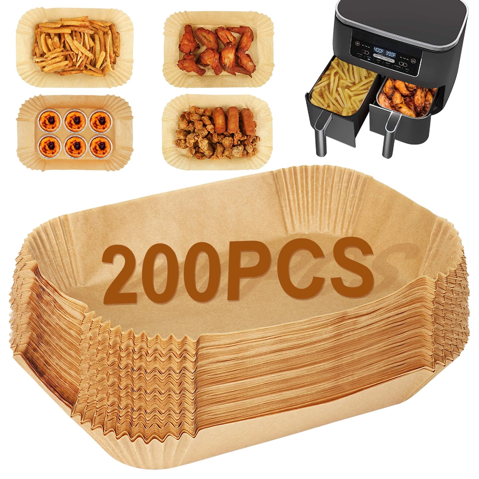 GINOYA Air Fryer Liners - Paper 200pcs