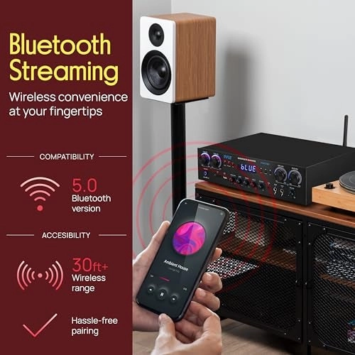 Bluetooth Home Stereo Amplifier Receiver - 800W