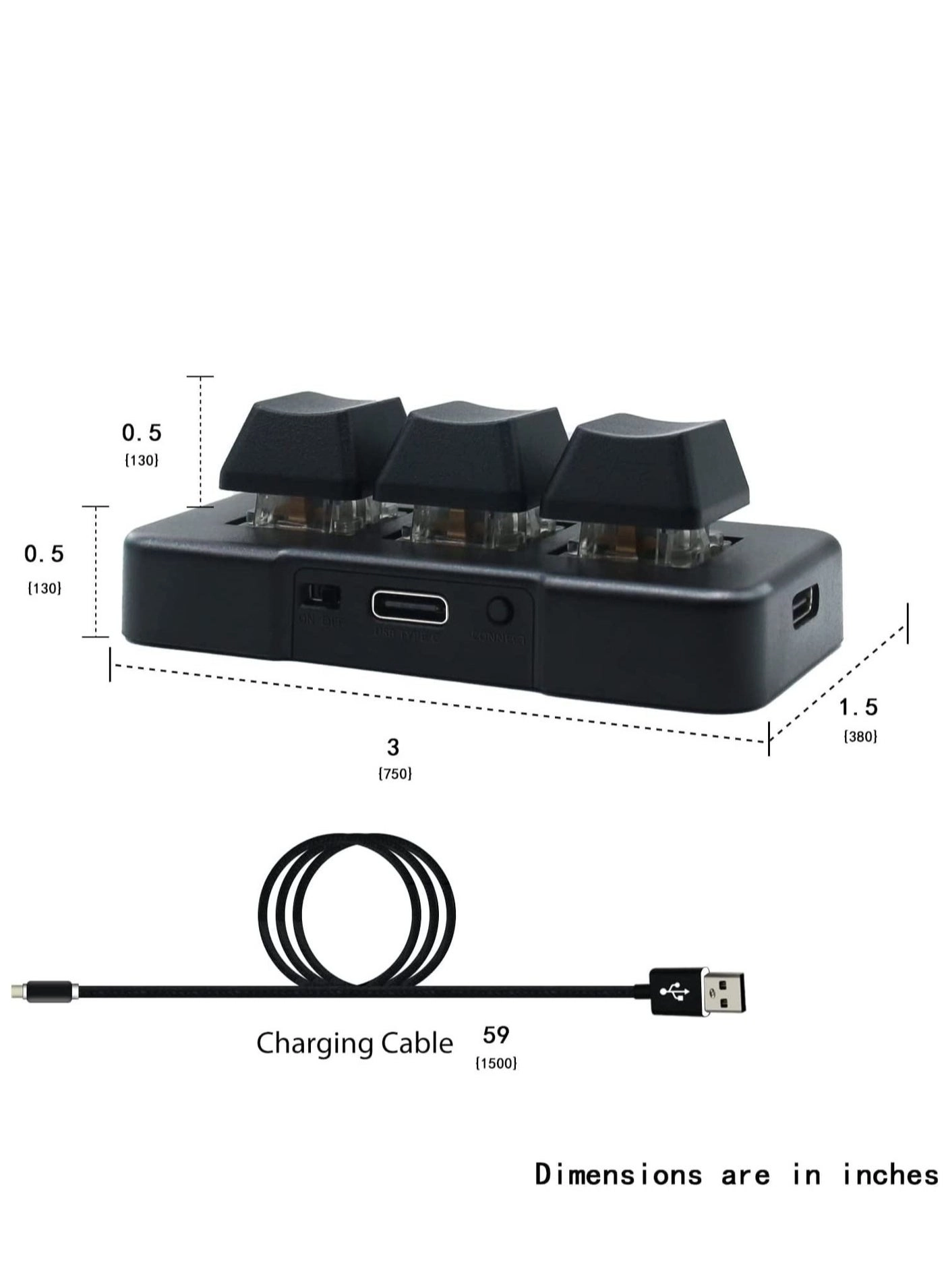 3-Key Mini Keypad - Wireless USB Mechanical
