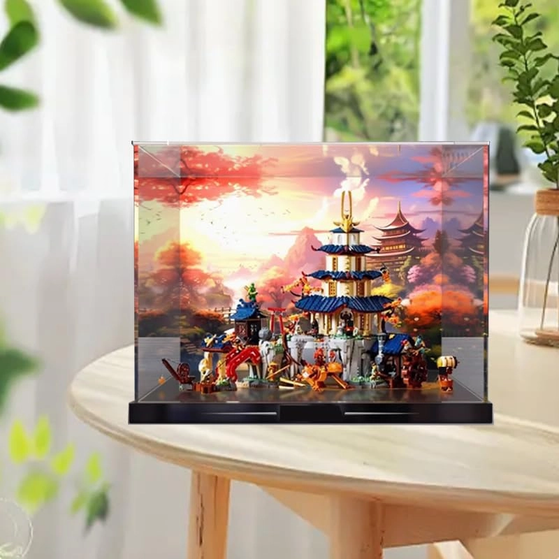 Clear Acrylic Display Case - 55x50x25cm Wood Bottom+top Light