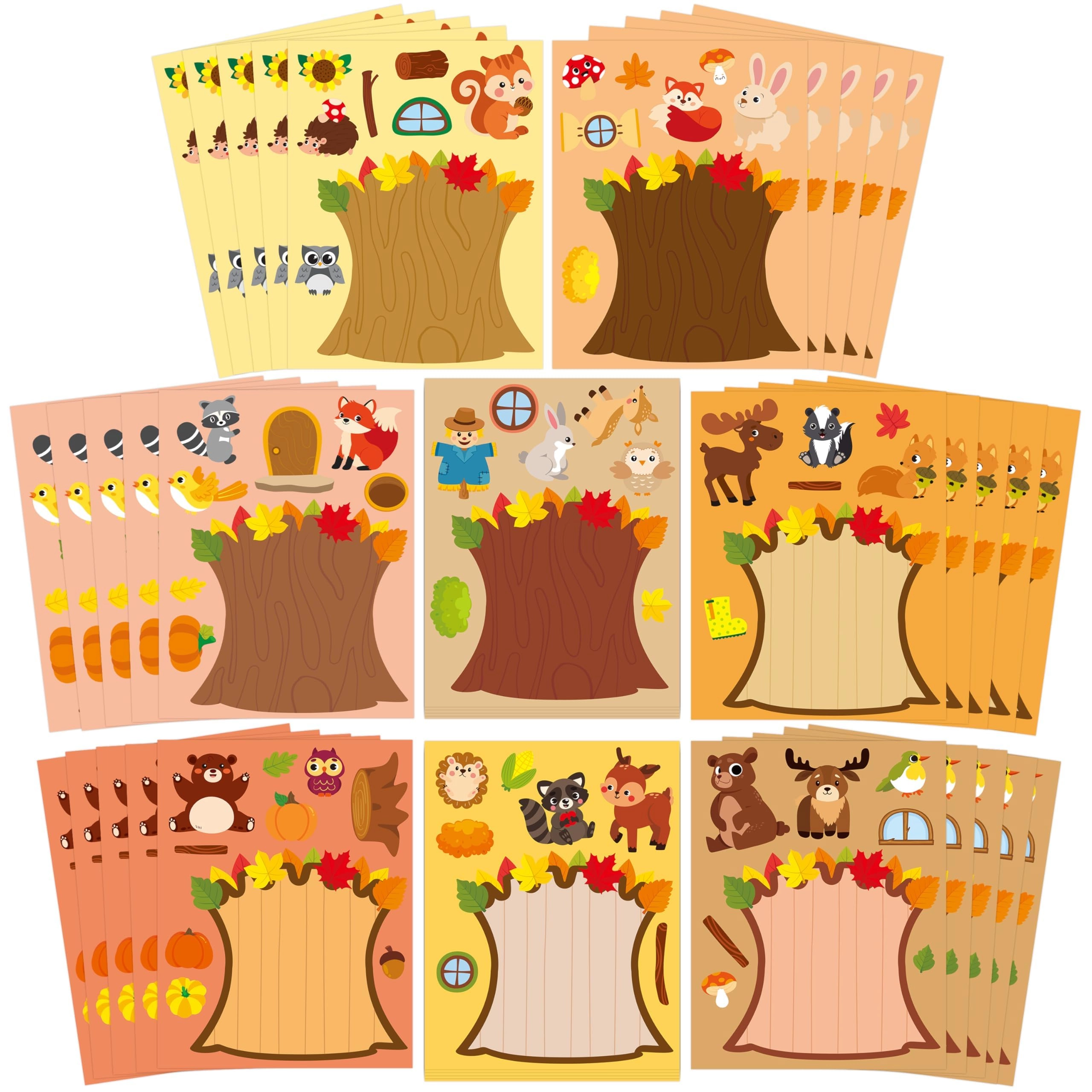 cy2side Fall Woodland Animal Face Stickers - 40PCS