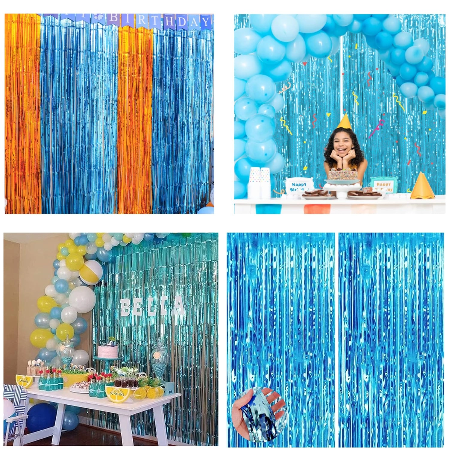 Foil Fringe Tinsel Backdrop - 2pcs Birthday