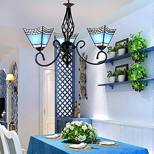 Tivani Chandelier - Blue tiffany 3 heads