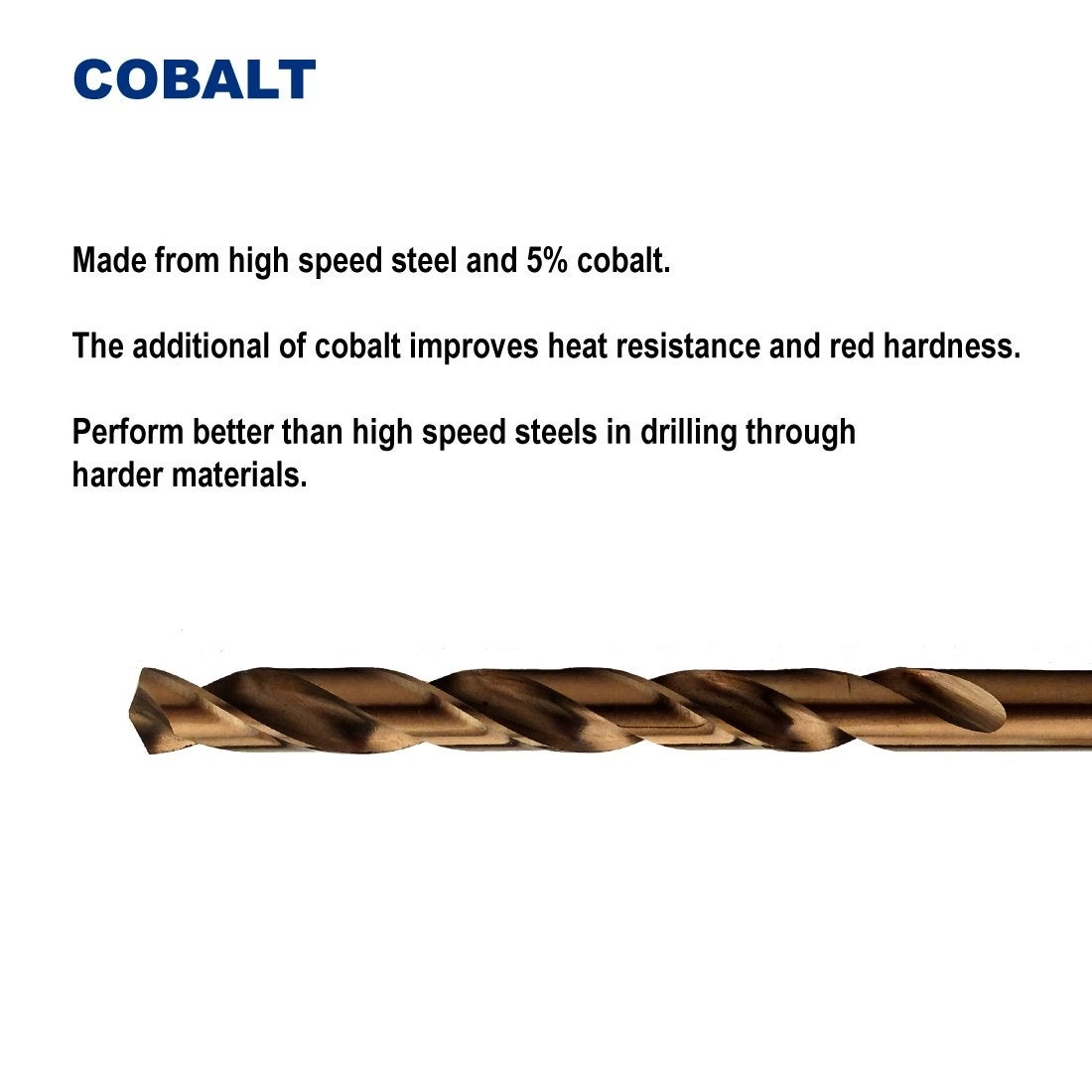 Jobber Length Twist Drill Bits - Cobalt Steel M35 Pack of 12 9/64-Inch