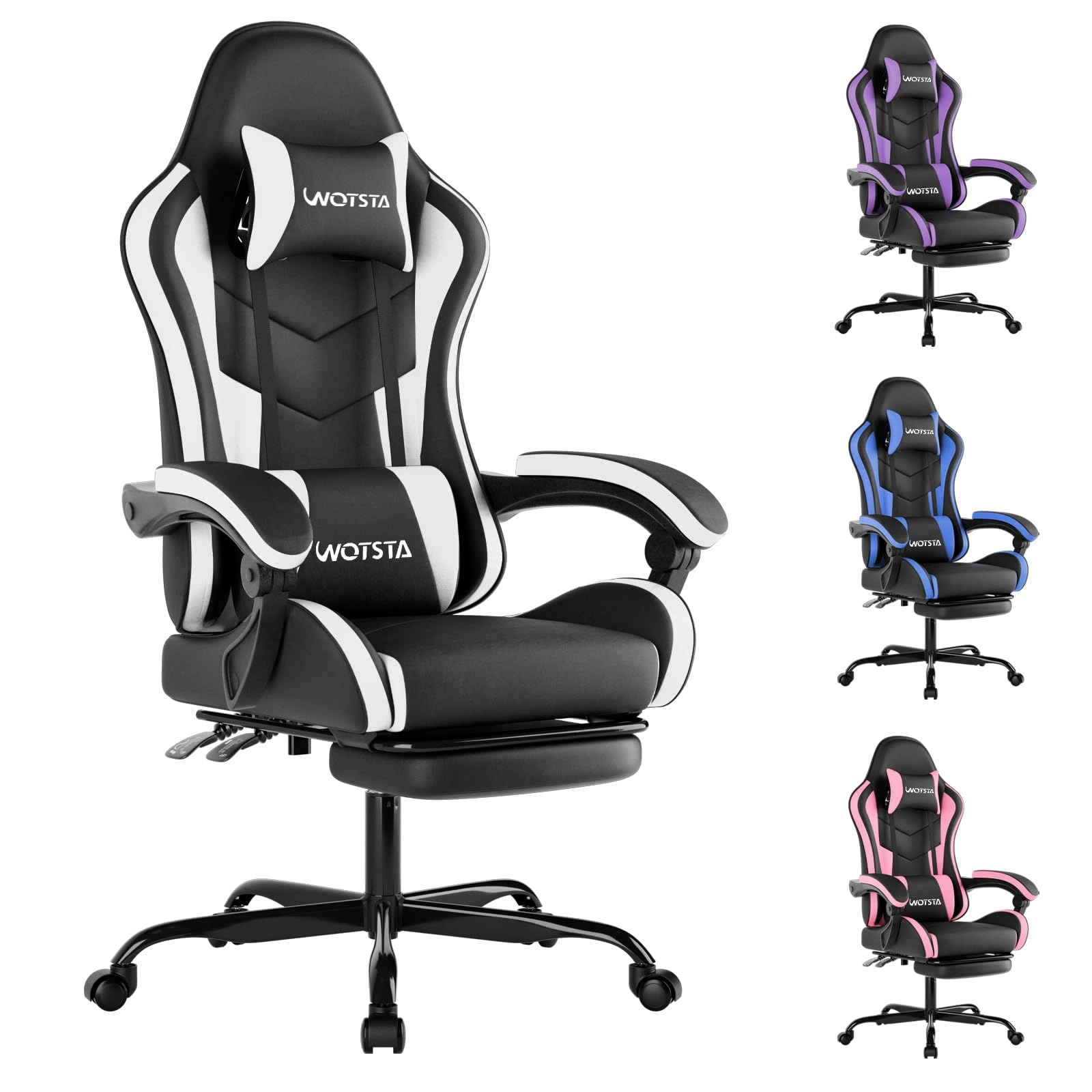Gaming Chair - Footrest Ergonomic Black Blue