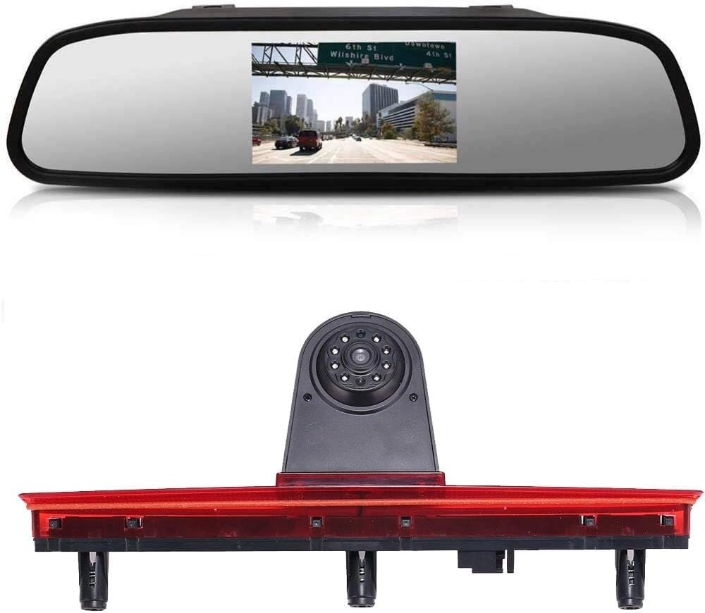 Rear View Mirror - 4.3 inch 800x480 + Brake Light Reversing Camera - Night vision 520 TV lines