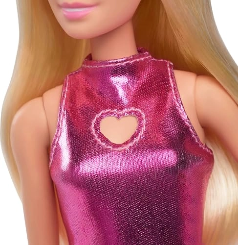 Barbie Fashionistas - Plastic Blond Metallic Pink Minidress Ages 3+