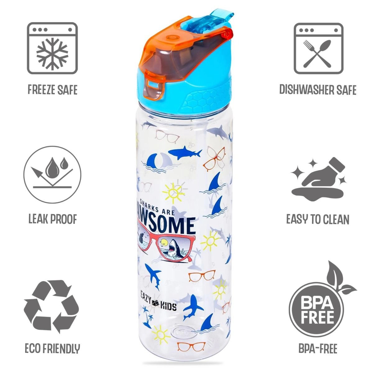 Lunch Box - 850ml Jawsome Blue + Tritan Water Bottle - 650ml + Snack Box
