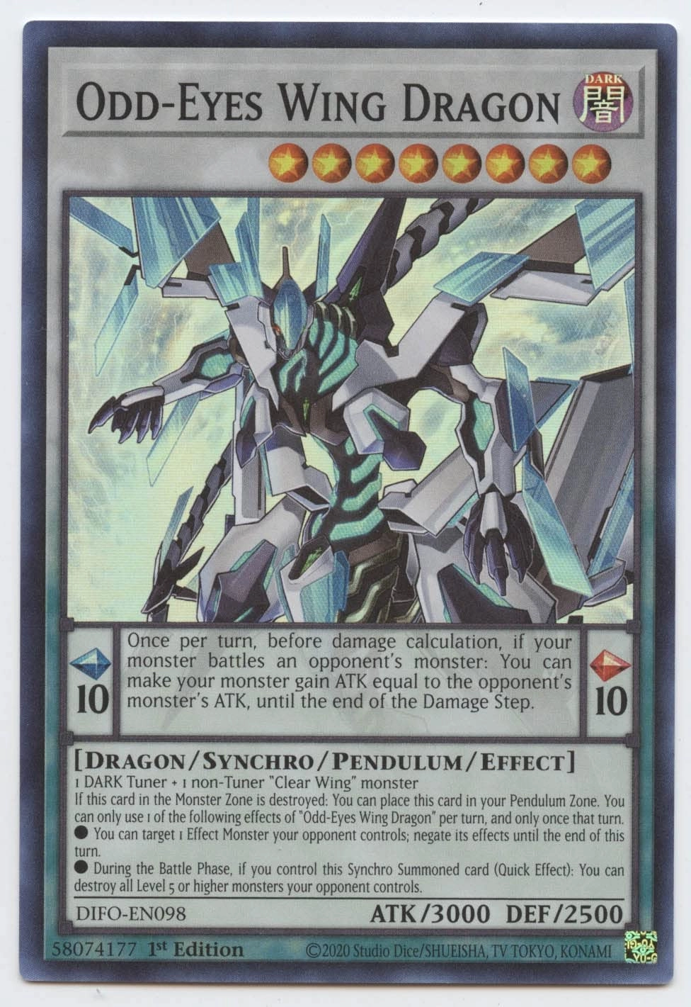 Yu-Gi-Oh! Odd-Eyes Wing Dragon DIFO-EN098