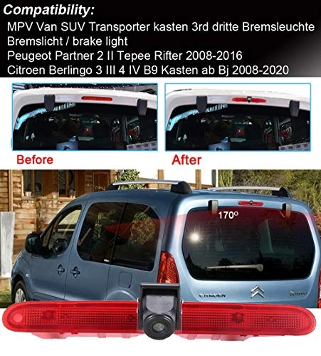 Brake Light Reversing Camera + Rear View Mirror Monitor - Night vision 628 x 586 pixels