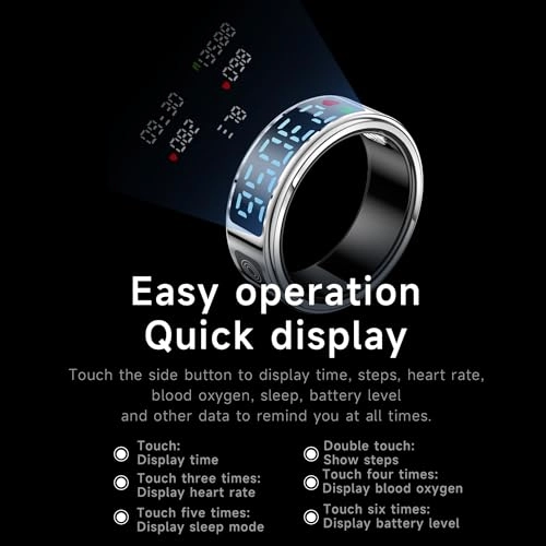 Smart Ring - LED Screen Heart Rate Monitor Sleep Tracker