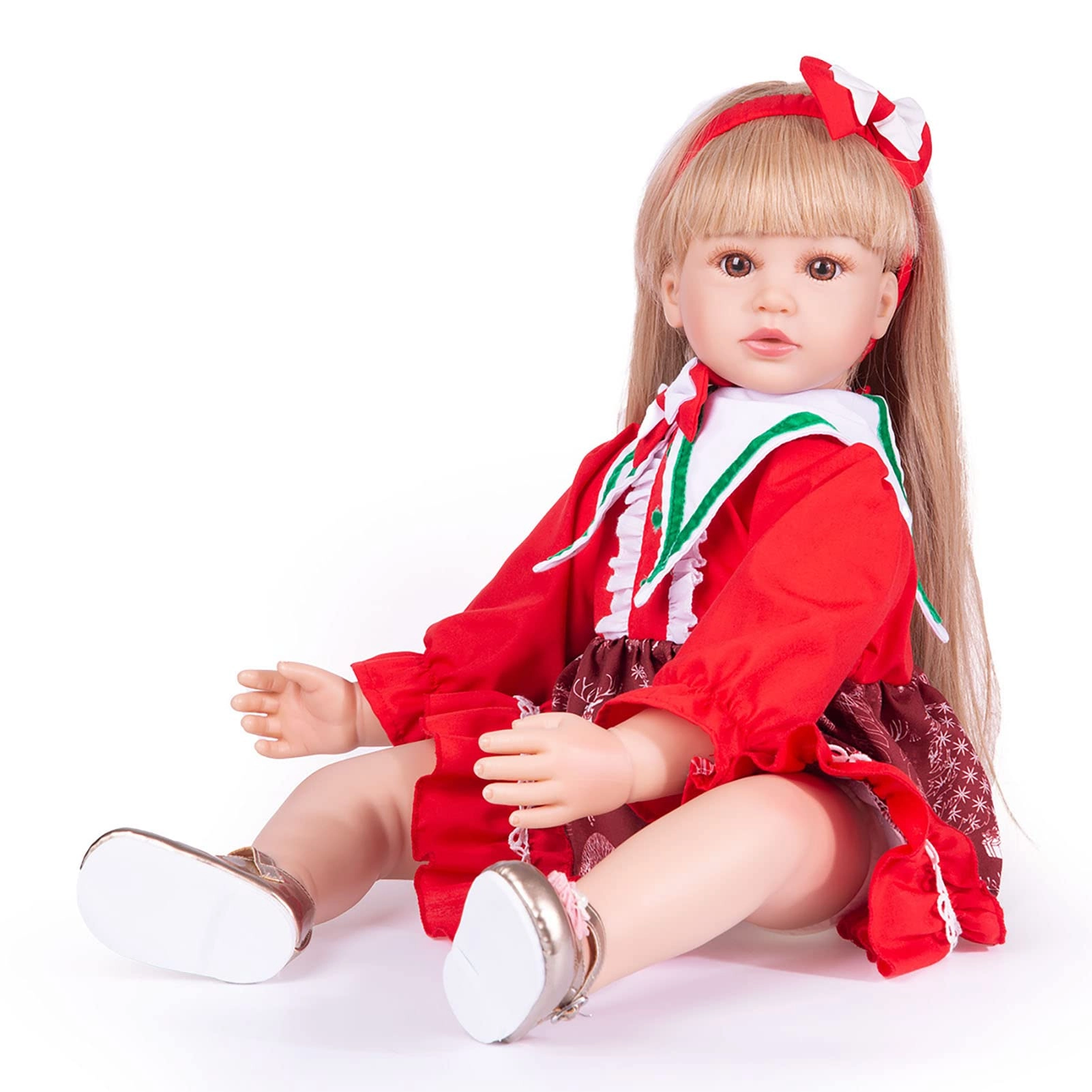 Reborn Baby Doll - 24 Inch Vinyl Cotton Body Pink Yarn Skirt Ages 3+