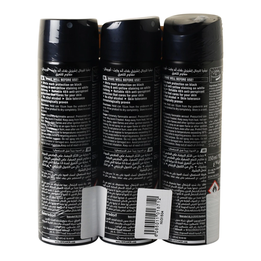 Black And White Invisible Original Antiperspirant - 150ml x 3