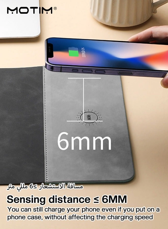 Wireless Charging PU Leather Gaming Mouse Pad - 30x22 cm