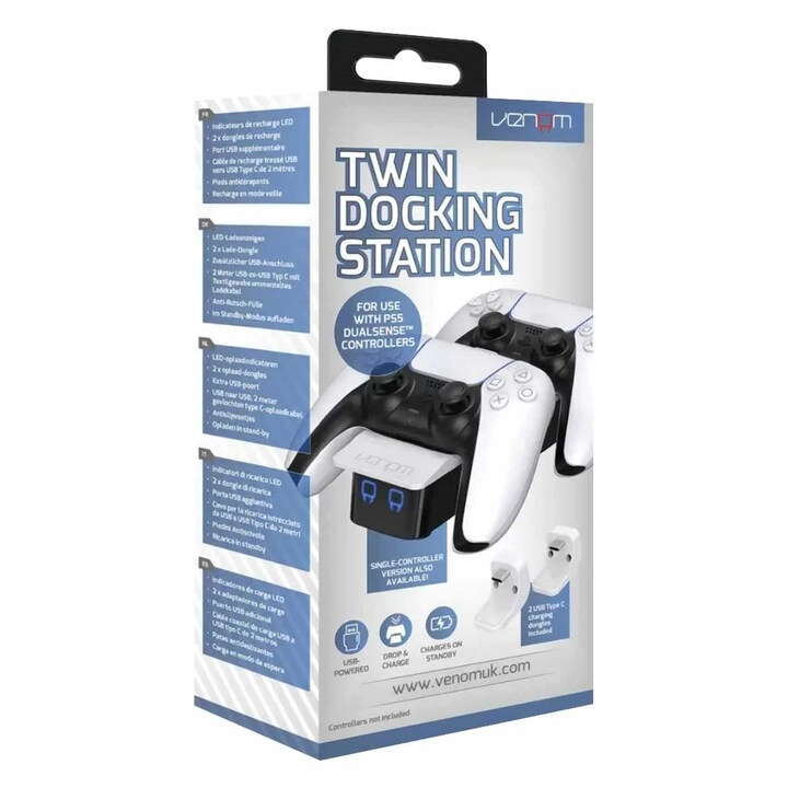 DIGITRONICS Play Station 5 Twin Docking Station Controller - White