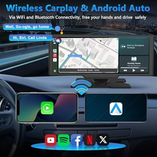 Portable Wireless Carplay Screen with Dashcam - 4K 1080P