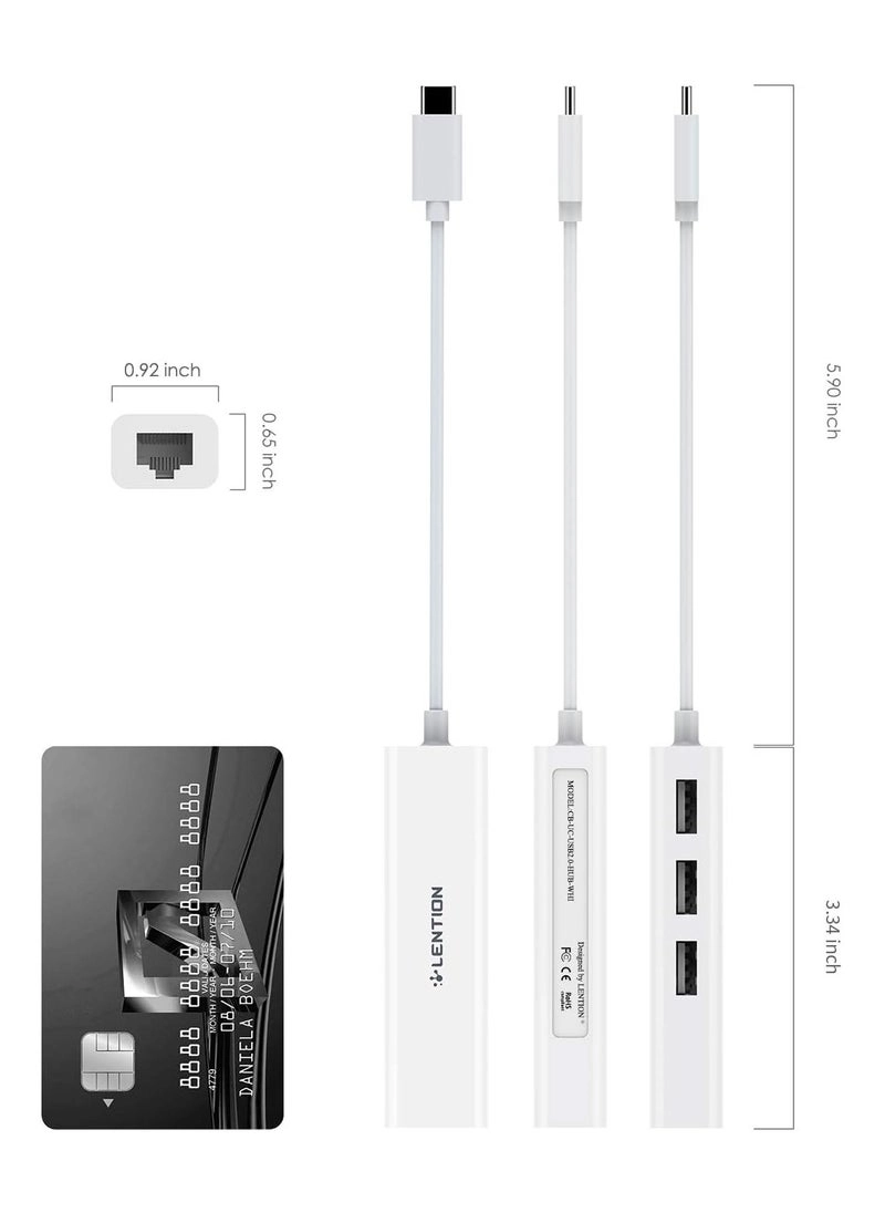 USB C to 3 USB 2.0 Ports Hub - Gigabit Ethernet 4K HDMI