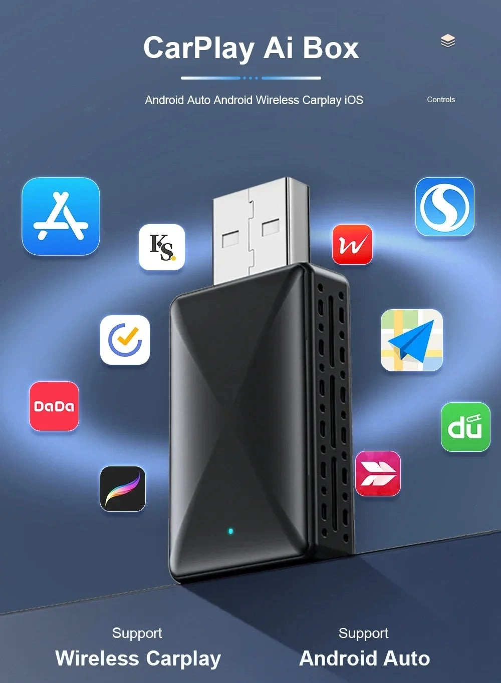 Wireless Carplay Adapter - Wireless Apple iPhone Android Phone