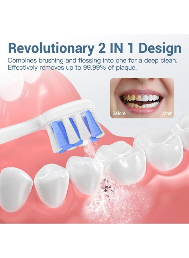 Electric Toothbrush with Water Flosser - 2-in-1 Cordless 3 Brush Heads