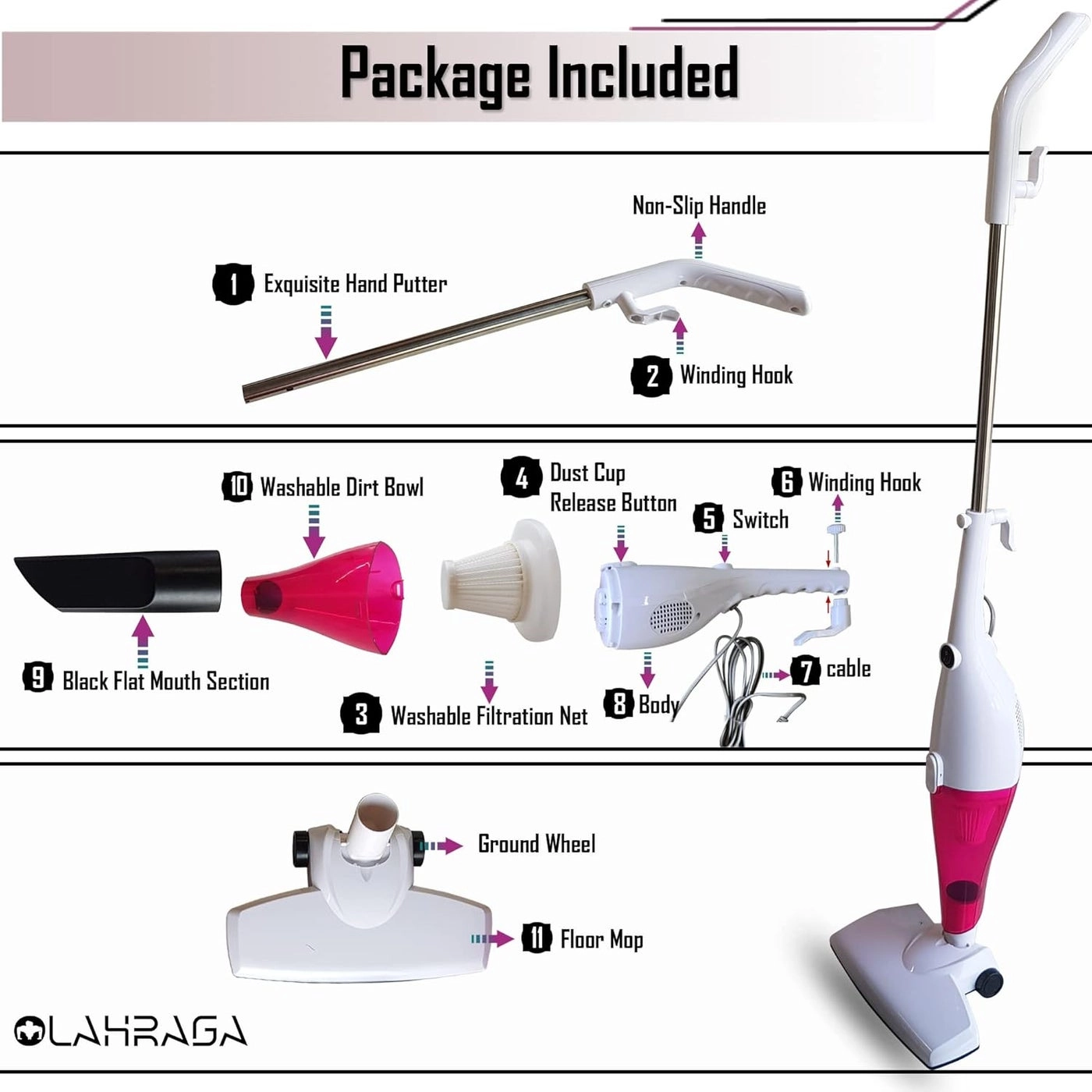 2 In 1 Lightweight Upright Stick Vacuum Cleaner - 20 mins