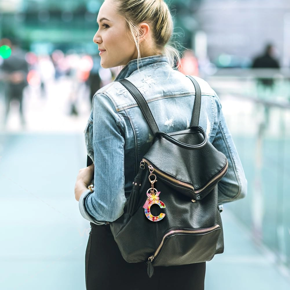 Initial Letter Keychain - Butterfly