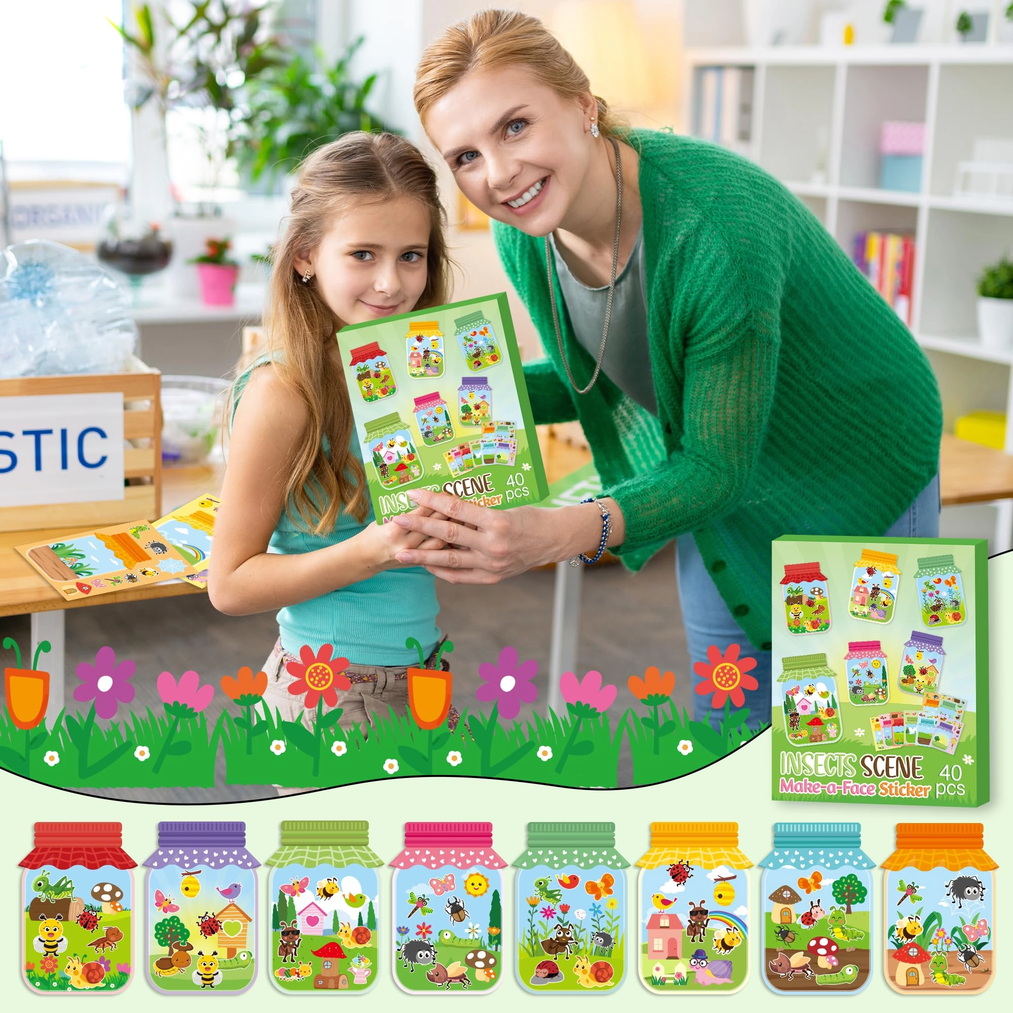 Animal Sticker Book Spring Bugs 40 pcs