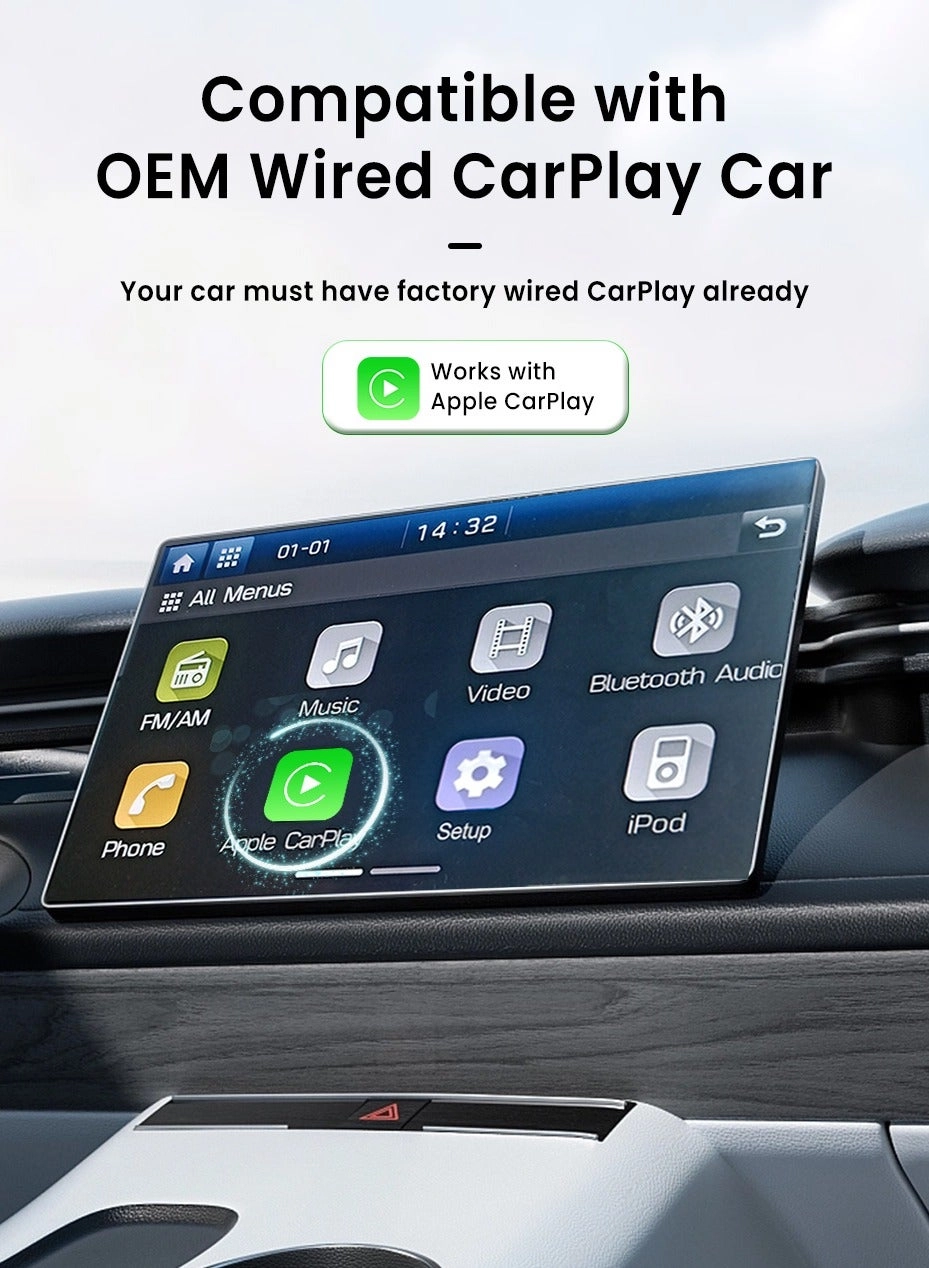 3.0 Wireless CarPlay Adapter - VW Audi Ford Sync 3 Mazda Mercedes Honda Chevy Subaru Porsche Hyundai Kia Lexus Gmc Acura