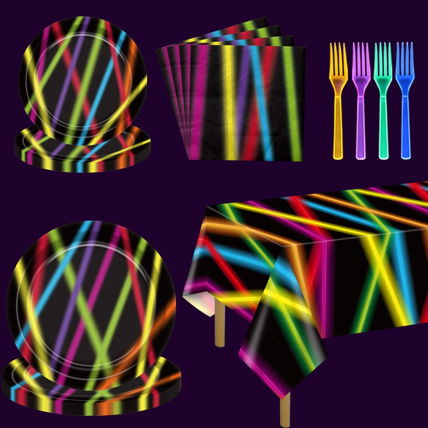 apuxxjupa Glow Party Supplies Plates - 81 Birthday Glow Party Halloween