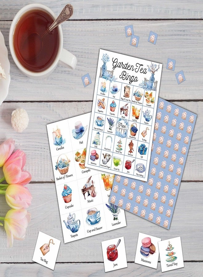 Garden Tea Party Bingo Game Card - 24 Players