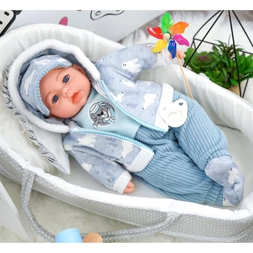 Baby Doll - 46cm Grey With Cap 16 Baby Sounds