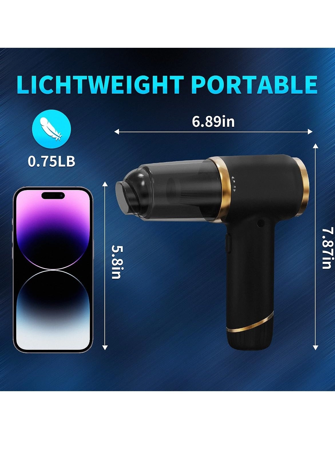 Handheld Vacuum Cleaner - 15000PA 6 in 1 Portable Cordless