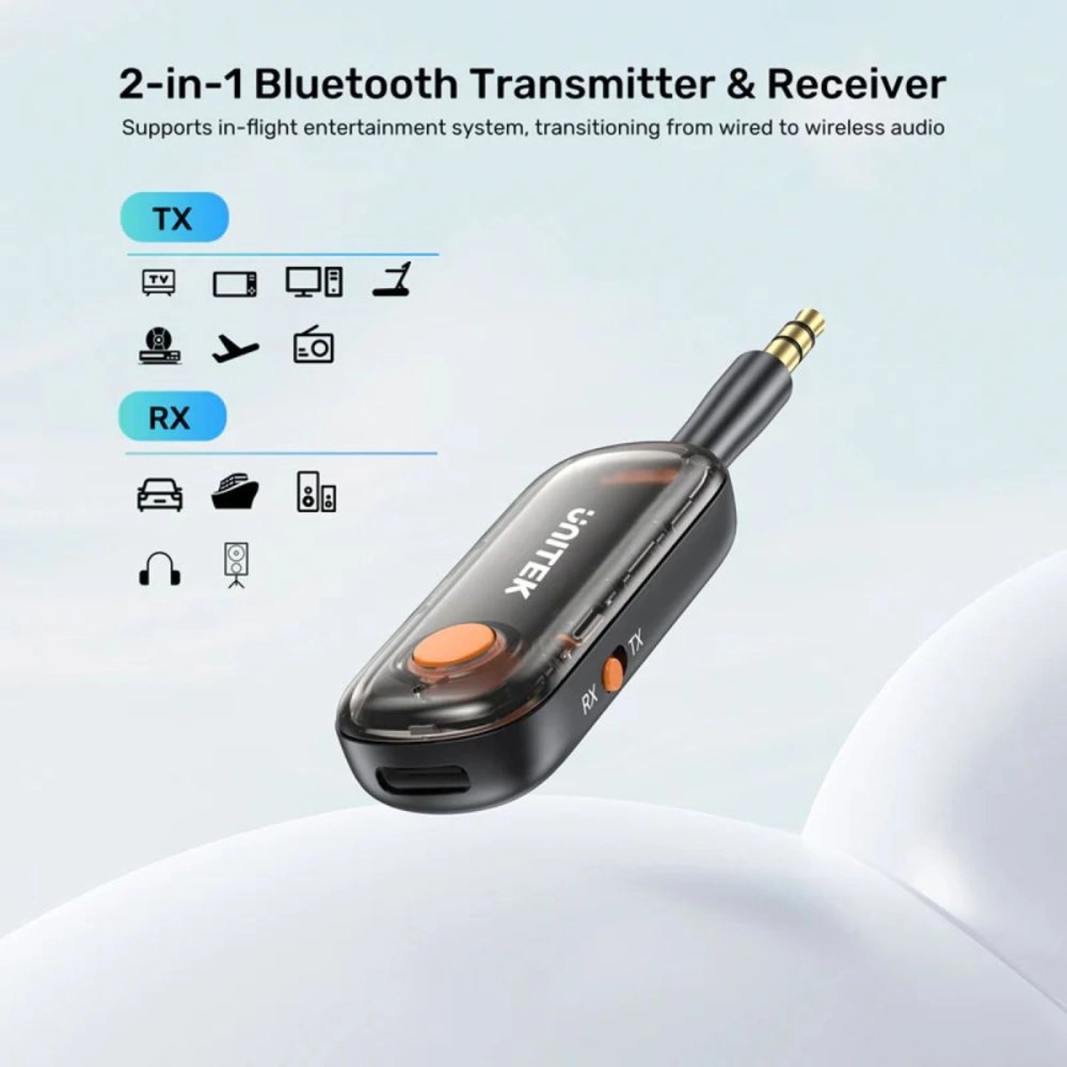 Bluetooth Transmitter Receiver - Bluetooth 5.0 Rechargeable battery