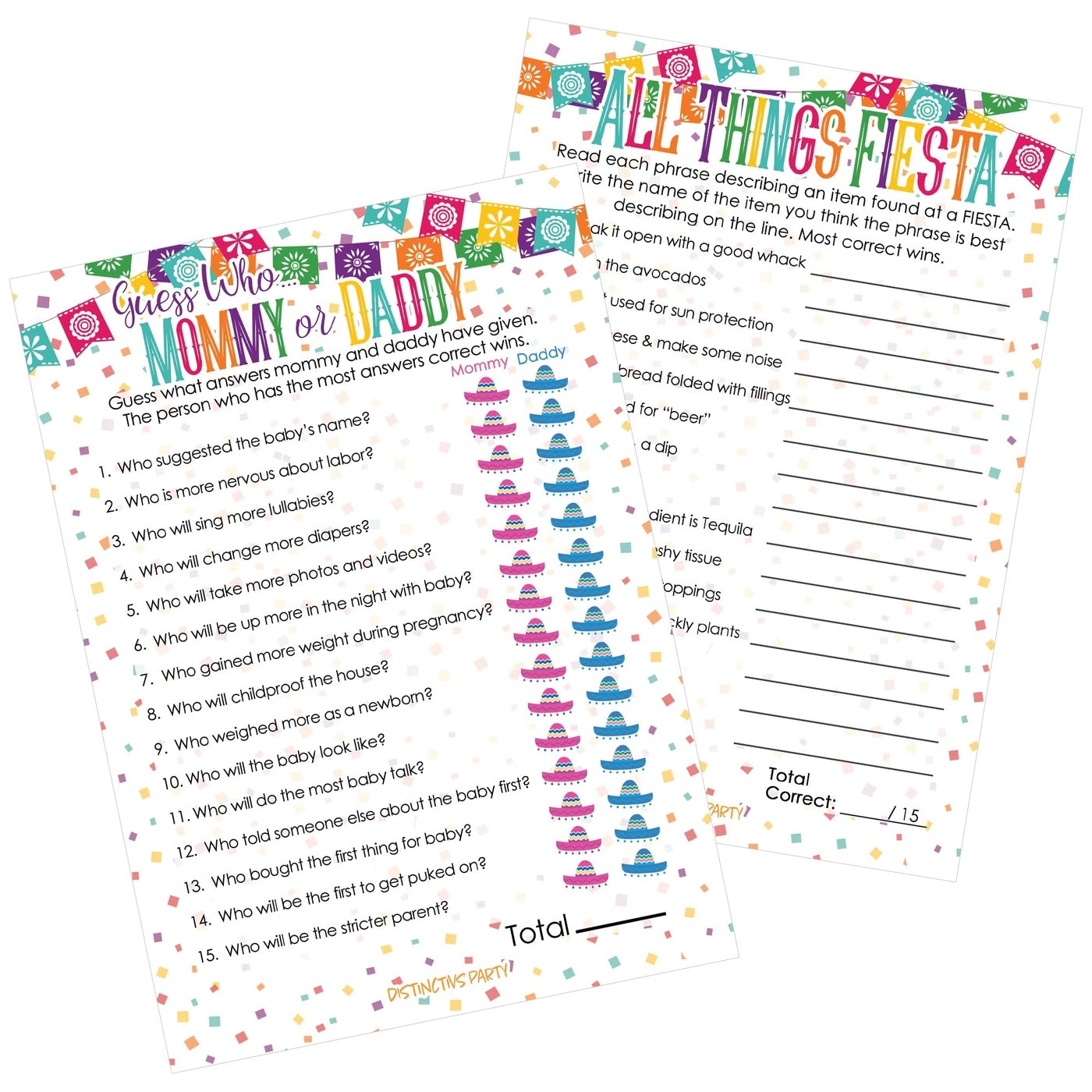 DISTINCTIVS Taco 'Bout a Baby Shower + All Things Fiesta and Mommy or Daddy Matching Game