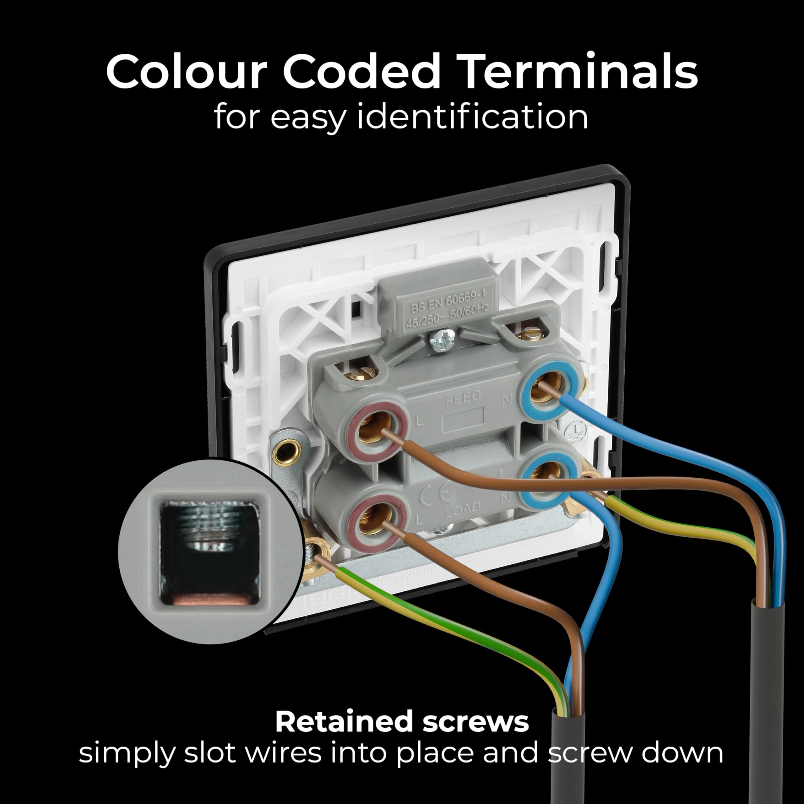 Evolve 45A Double Pole Switch - LED Indicator