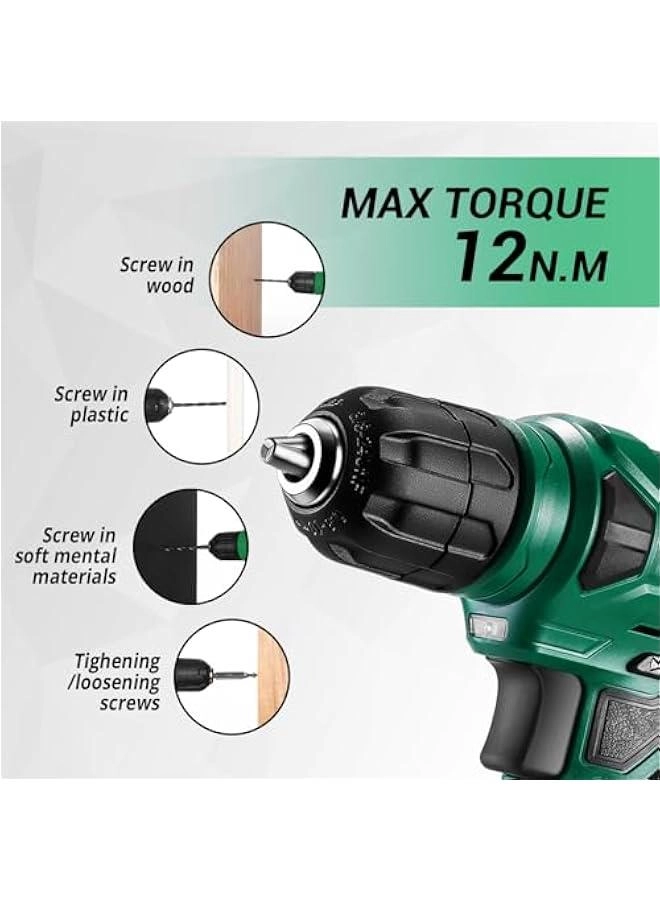 Cordless Drill + Toolbox + Hand Tool Set - 8V